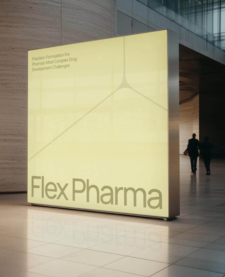 Illuminated Flex Pharma display in an interior