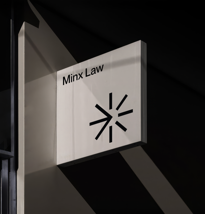 Illuminated Minx Law sign